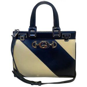 Gucci Zumi Shibuya Black and Tan Medium Top Handle Bag